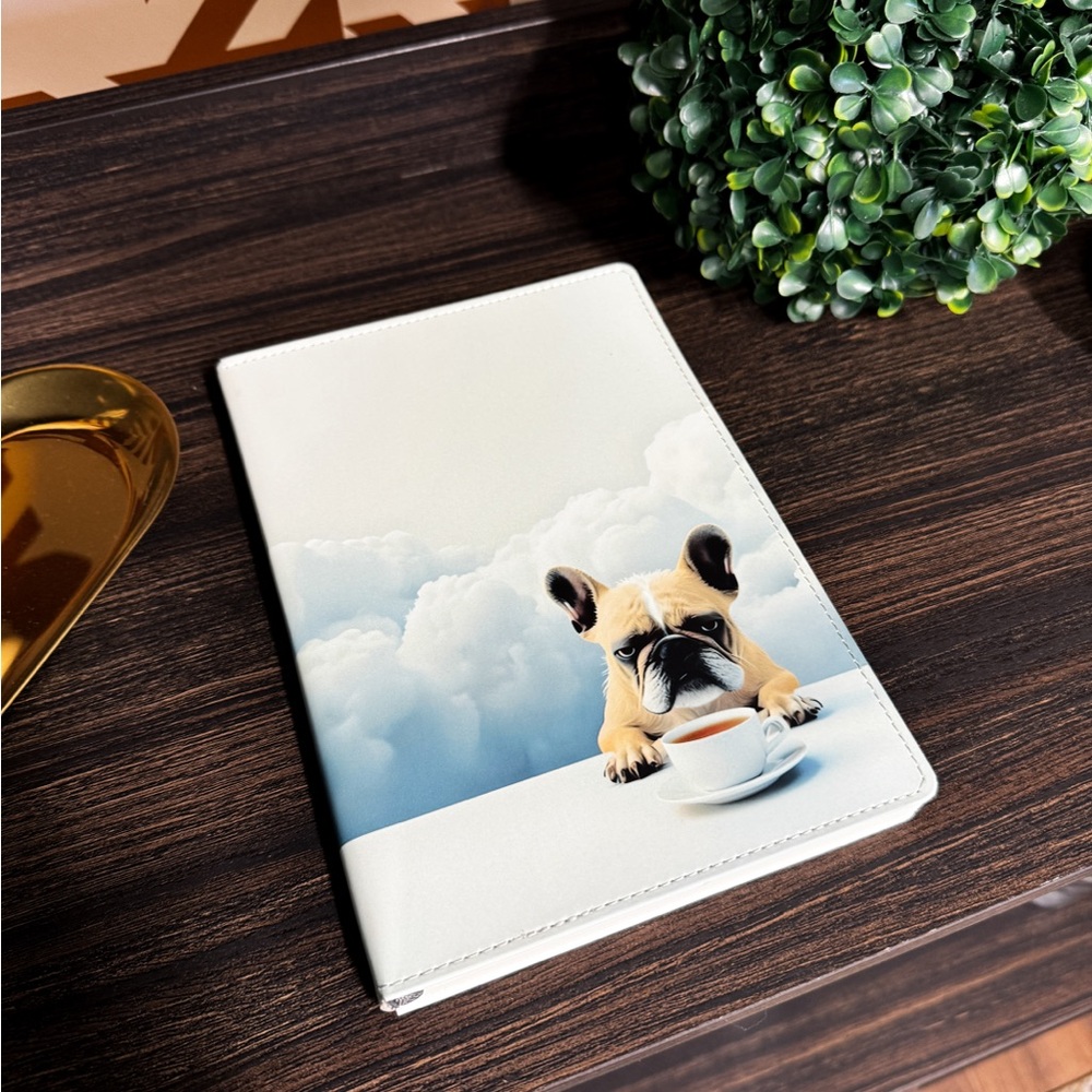 French Bulldog Coffee Notebook Journal Aesthetic Clouds AI-Assisted